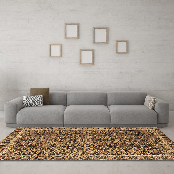 Machine Washable Persian Brown Traditional Rug in a Living Room,, wshtr2926brn