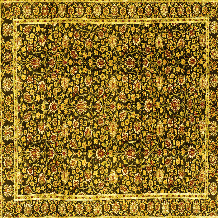 Square Machine Washable Persian Yellow Traditional Rug, wshtr2926yw