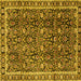 Square Machine Washable Persian Yellow Traditional Rug, wshtr2926yw