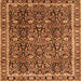 Round Machine Washable Persian Orange Traditional Area Rugs, wshtr2926org