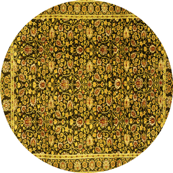 Round Persian Yellow Traditional Rug, tr2926yw