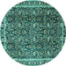 Round Persian Turquoise Traditional Rug, tr2926turq