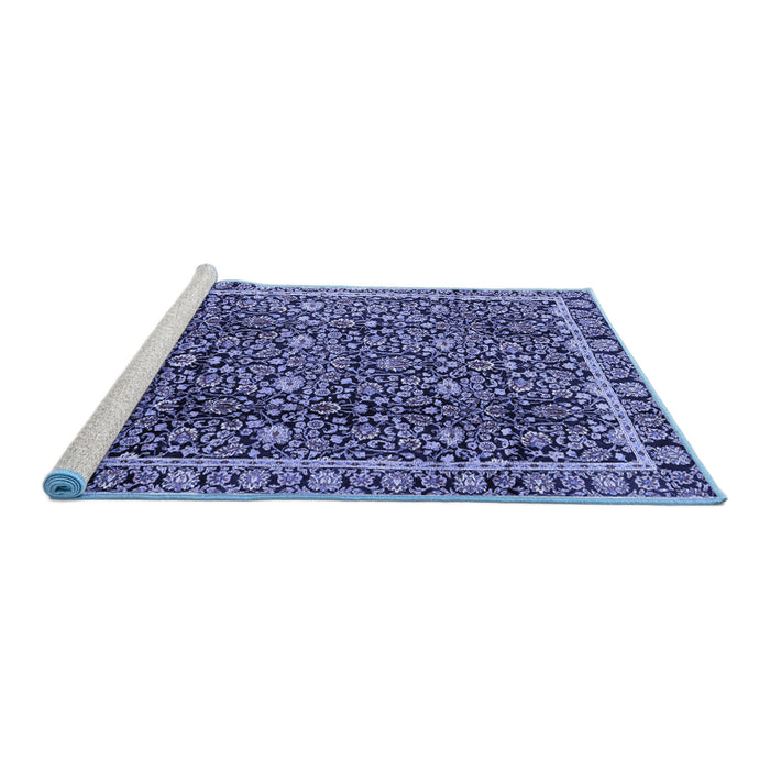 Sideview of Machine Washable Persian Blue Traditional Rug, wshtr2926blu