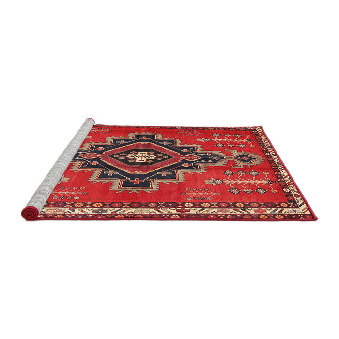 Sideview of Machine Washable Traditional Rust Pink Rug, wshtr2927