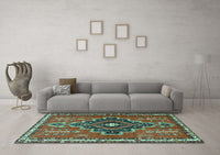 Machine Washable Persian Turquoise Traditional Rug, wshtr2927turq