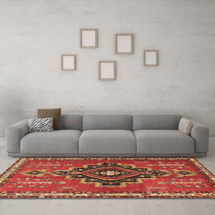 Machine Washable Persian Brown Traditional Rug in a Living Room,, wshtr2927brn