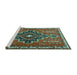 Sideview of Machine Washable Persian Turquoise Traditional Area Rugs, wshtr2927turq