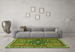 Machine Washable Persian Green Traditional Area Rugs in a Living Room,, wshtr2927grn