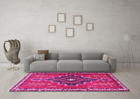 Machine Washable Persian Pink Traditional Rug, wshtr2927pnk