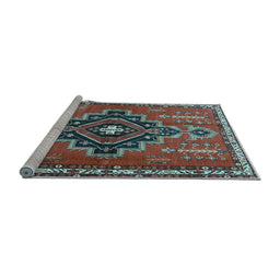Sideview of Machine Washable Persian Light Blue Traditional Rug, wshtr2927lblu