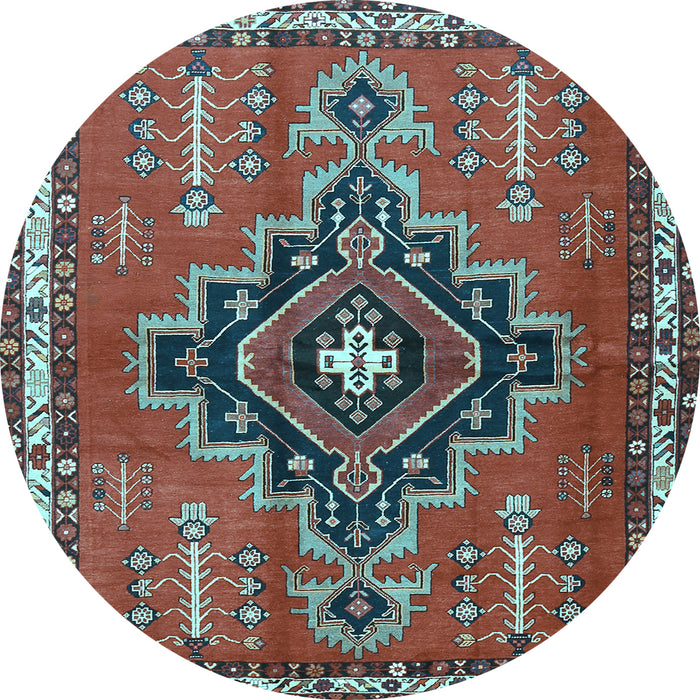 Round Machine Washable Persian Light Blue Traditional Rug, wshtr2927lblu