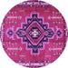 Round Machine Washable Persian Purple Traditional Area Rugs, wshtr2927pur