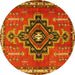 Round Persian Yellow Traditional Rug, tr2927yw