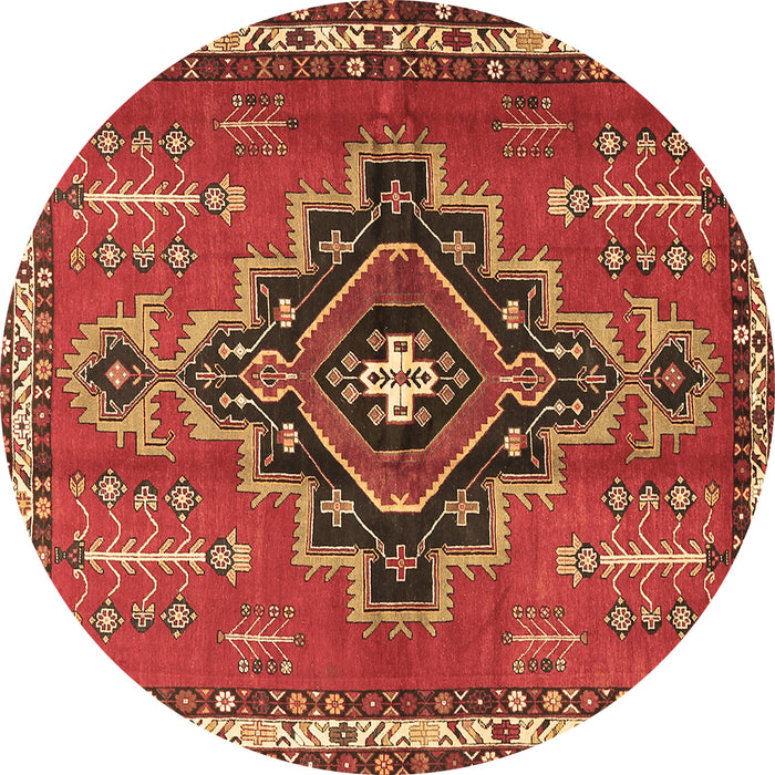 Round Machine Washable Persian Brown Traditional Rug, wshtr2927brn