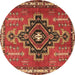 Round Machine Washable Persian Brown Traditional Rug, wshtr2927brn