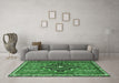 Machine Washable Persian Emerald Green Traditional Area Rugs in a Living Room,, wshtr2927emgrn