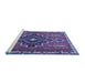 Sideview of Machine Washable Persian Blue Traditional Rug, wshtr2927blu