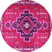 Round Machine Washable Persian Pink Traditional Rug, wshtr2927pnk