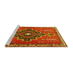 Sideview of Machine Washable Persian Yellow Traditional Rug, wshtr2927yw