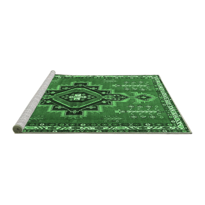 Sideview of Machine Washable Persian Emerald Green Traditional Area Rugs, wshtr2927emgrn
