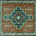 Square Machine Washable Persian Turquoise Traditional Area Rugs, wshtr2927turq