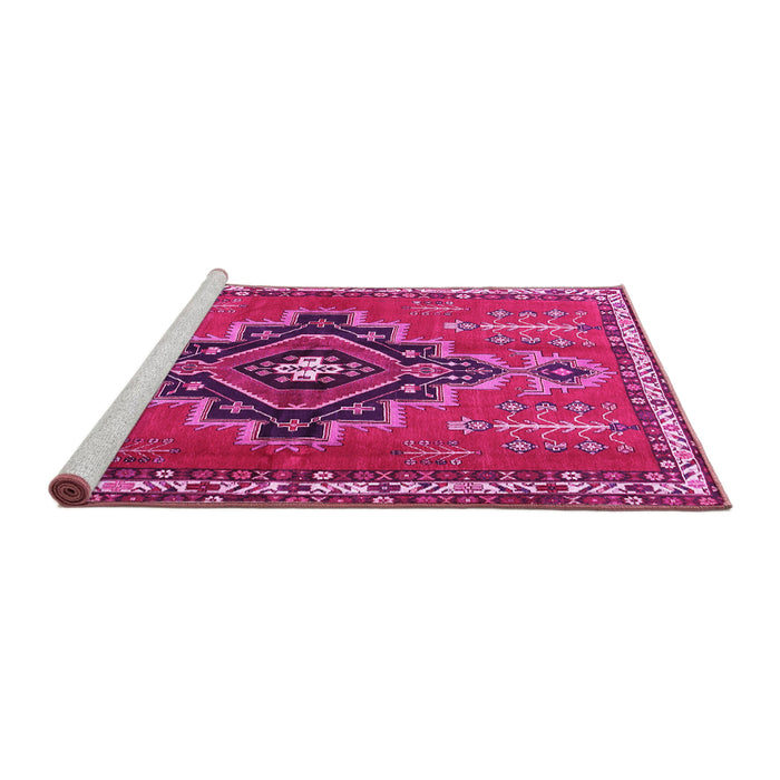 Sideview of Machine Washable Persian Pink Traditional Rug, wshtr2927pnk