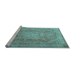 Sideview of Machine Washable Persian Light Blue Traditional Rug, wshtr2928lblu