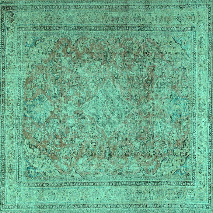 Square Persian Turquoise Traditional Rug, tr2928turq