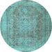 Round Machine Washable Persian Light Blue Traditional Rug, wshtr2928lblu