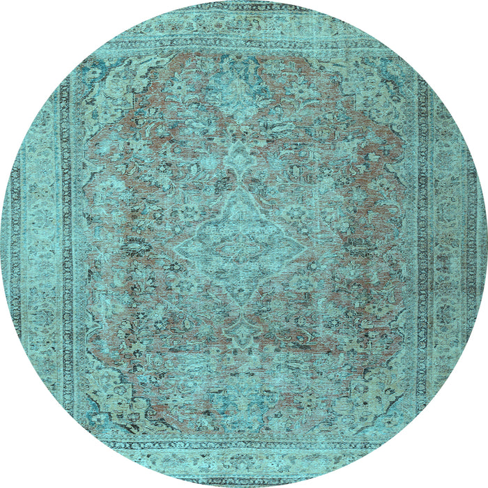 Round Persian Light Blue Traditional Rug, tr2928lblu