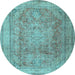 Round Persian Light Blue Traditional Rug, tr2928lblu