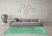 Machine Washable Persian Turquoise Traditional Area Rugs in a Living Room,, wshtr2928turq