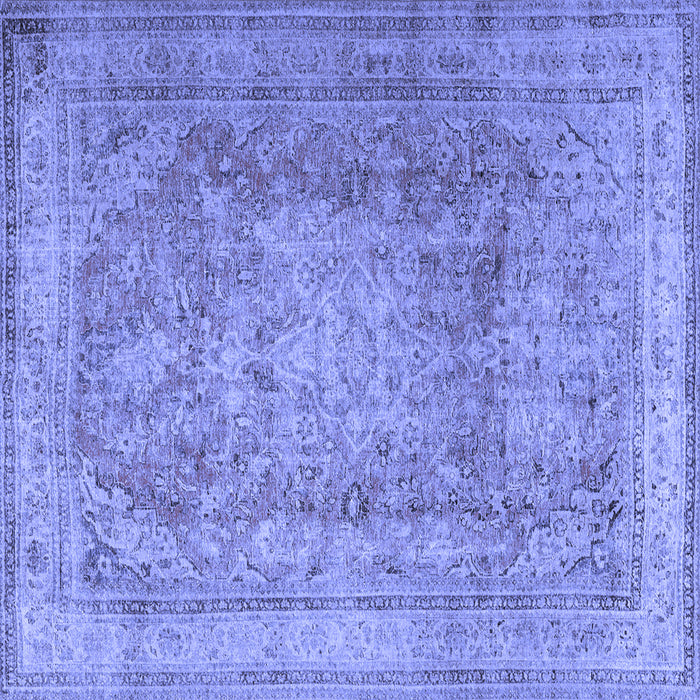 Square Machine Washable Persian Blue Traditional Rug, wshtr2928blu