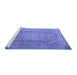 Sideview of Machine Washable Persian Blue Traditional Rug, wshtr2928blu