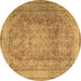 Round Persian Brown Traditional Rug, tr2928brn