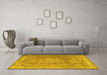 Machine Washable Persian Yellow Traditional Rug in a Living Room, wshtr2928yw