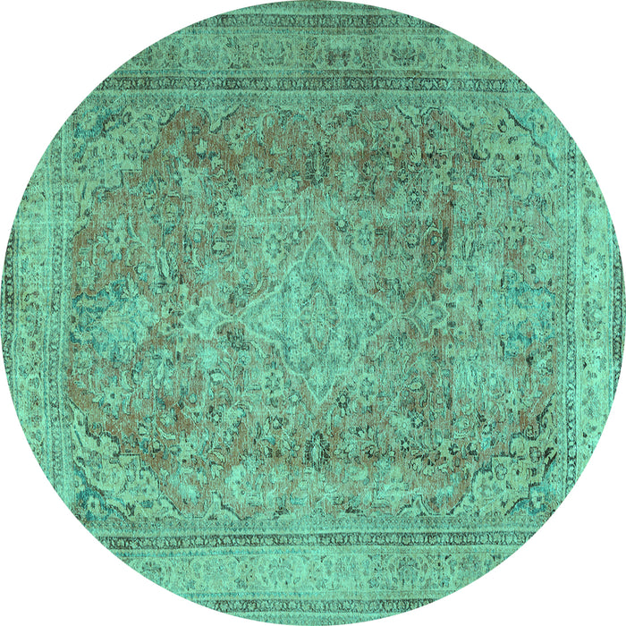 Round Persian Turquoise Traditional Rug, tr2928turq
