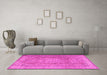 Machine Washable Persian Pink Traditional Rug in a Living Room, wshtr2928pnk