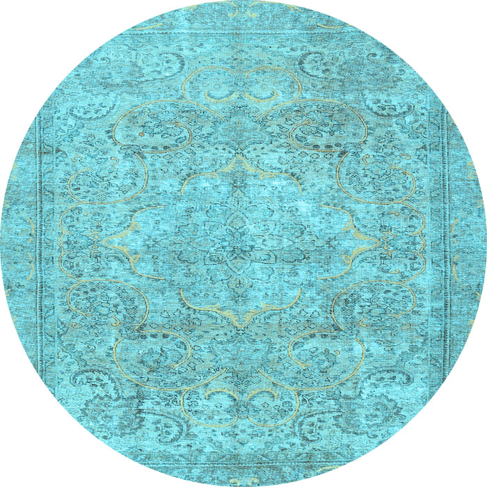 Round Machine Washable Persian Light Blue Traditional Rug, wshtr2929lblu