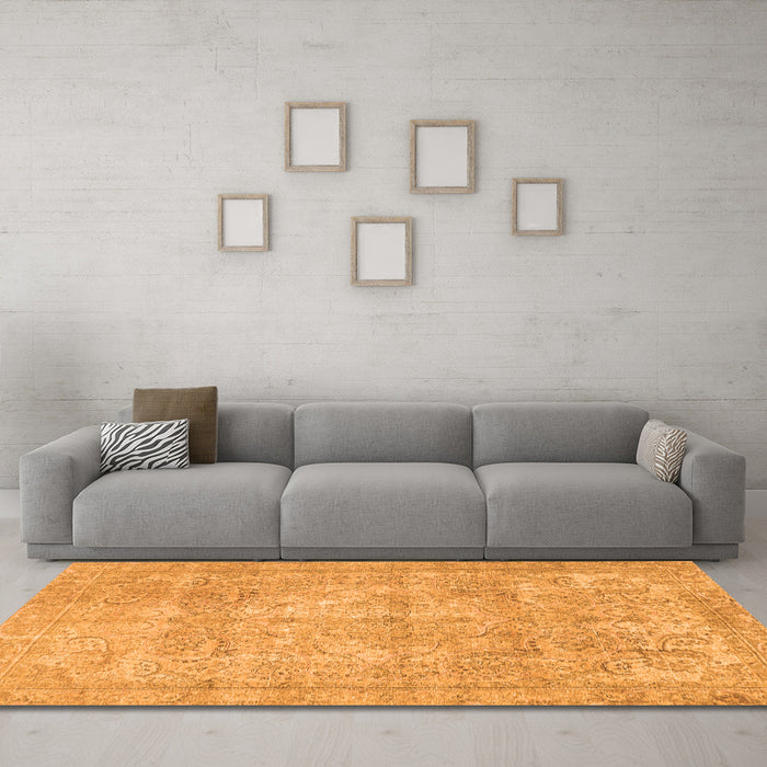 Machine Washable Persian Orange Traditional Area Rugs in a Living Room, wshtr2929org