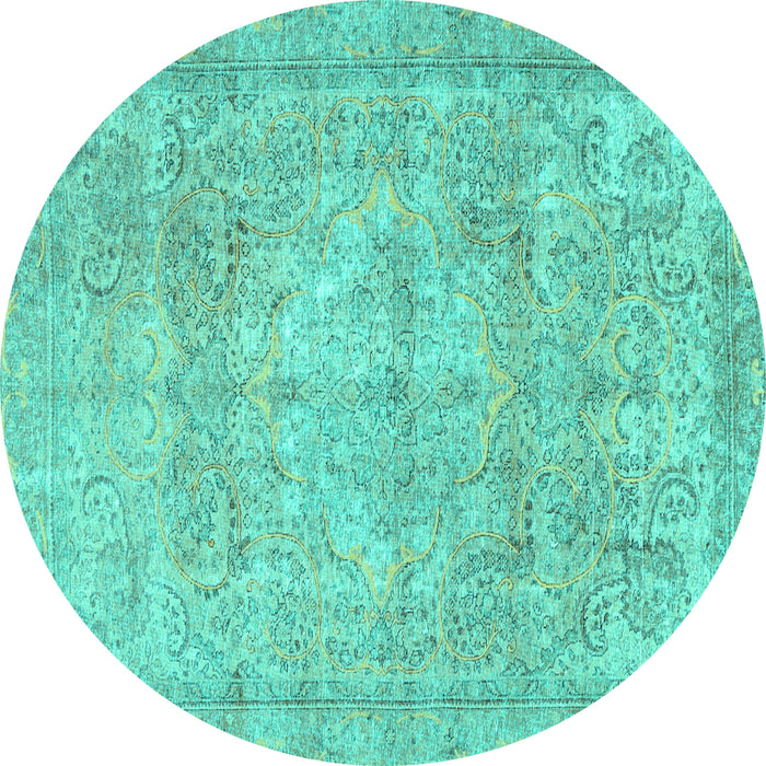 Round Machine Washable Persian Turquoise Traditional Area Rugs, wshtr2929turq
