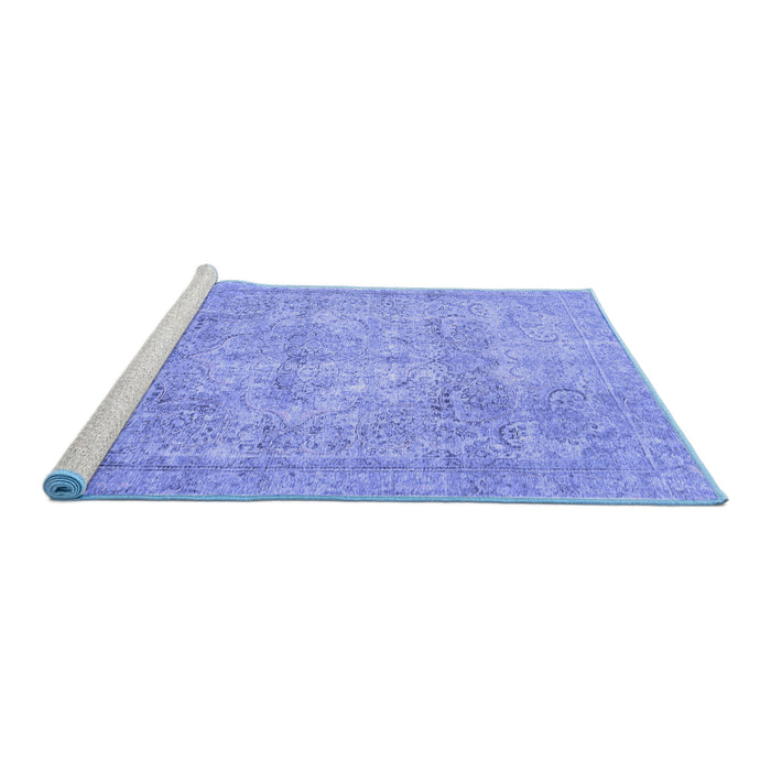 Sideview of Machine Washable Persian Blue Traditional Rug, wshtr2929blu
