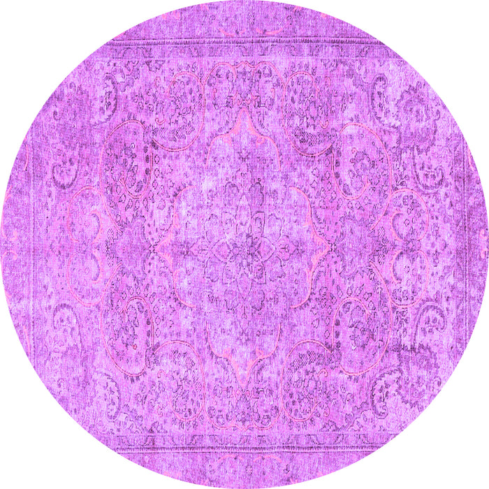 Round Machine Washable Persian Purple Traditional Area Rugs, wshtr2929pur