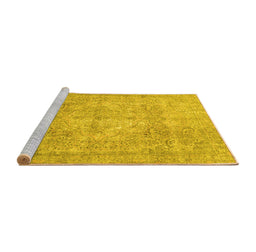 Sideview of Machine Washable Persian Yellow Traditional Rug, wshtr2929yw