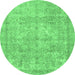 Round Persian Emerald Green Traditional Rug, tr2929emgrn