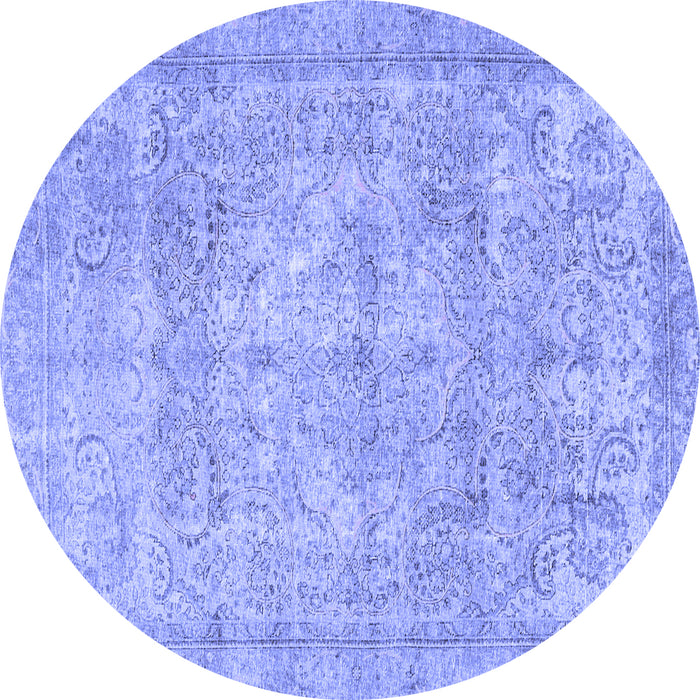 Round Persian Blue Traditional Rug, tr2929blu