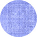 Round Persian Blue Traditional Rug, tr2929blu