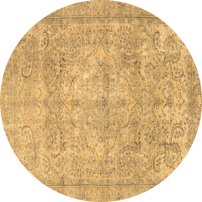 Round Persian Brown Traditional Rug, tr2929brn
