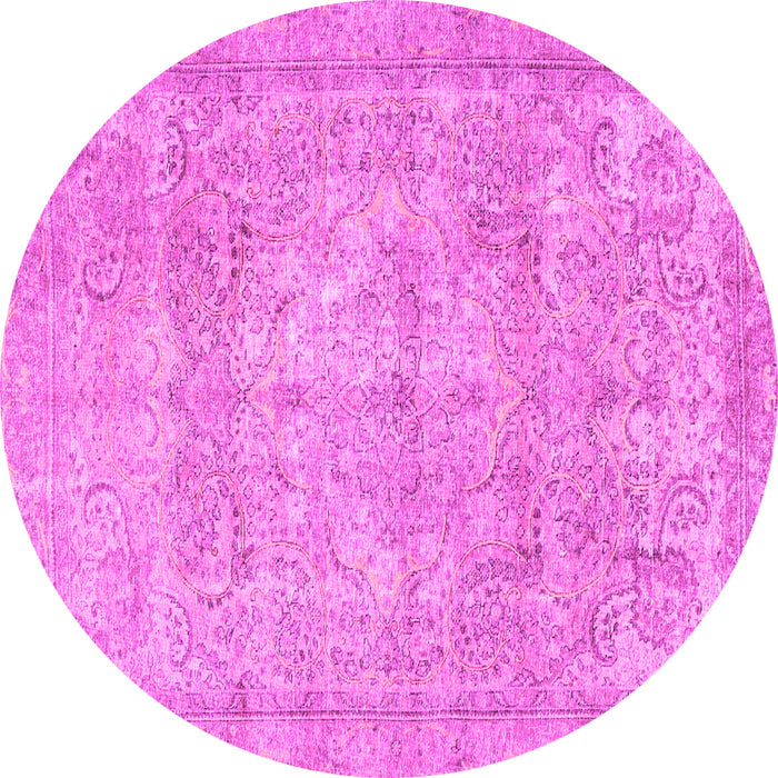 Round Machine Washable Persian Pink Traditional Rug, wshtr2929pnk