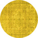 Round Persian Yellow Traditional Rug, tr2929yw